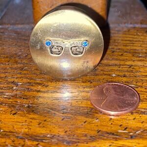 Vintage Japan Small Brass Horn Rimmed Eye Glasses Pill Box